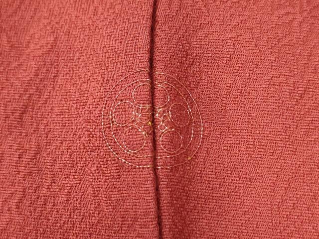 平和屋着物○上質な色無地 松花地紋 赤紅色 正絹 逸品 CAAW7252yc