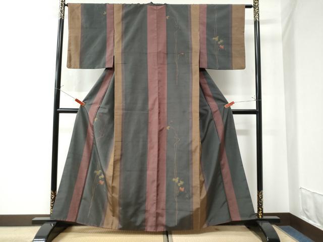 平和屋着物●京の名門・菱屋六右ェ門　紬　訪問着　蔦の葉文　正絹　逸品　CAAW7264yc