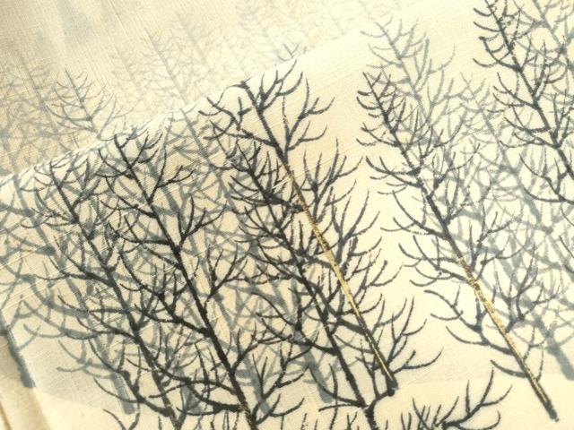 平和屋着物○訪問着 紬地 作家物 遠山樹林文 正絹 逸品 CAAW7305yc