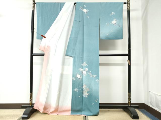 平和屋着物○訪問着 友禅 草花文 暈し染め 正絹 逸品 CAAW7309yc