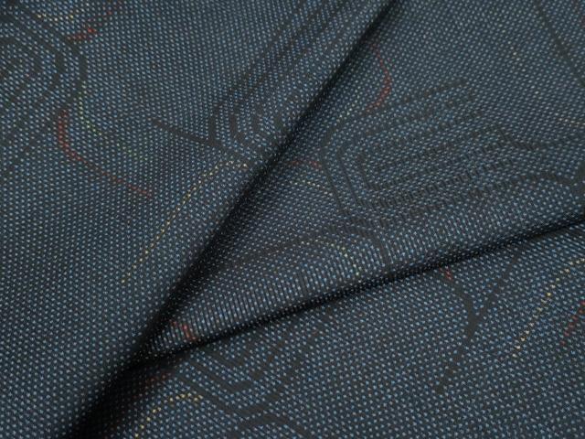 平和屋着物●本場大島紬　7マルキ　幾何学文様　正絹　逸品　未使用　CAAW7313yc