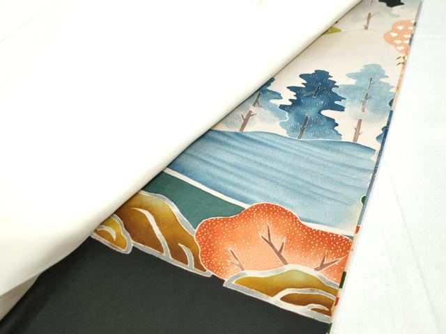 平和屋着物○本加賀友禅作家 北村比呂志 黒留袖 樹林風景文 金彩 正絹