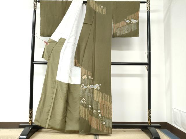 平和屋着物○十日町 名門 滝泰謹製 訪問着 枝椿吉祥文 金彩