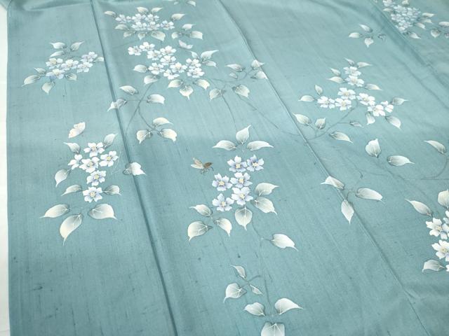 平和屋着物●訪問着　安藤松岳　紬地　蜂　枝花文　正絹　逸品　CAAW7467yc 平和屋着物○訪問着 安藤松岳 紬地 蜂 枝花文 正絹 逸品 CAAW7467ycの