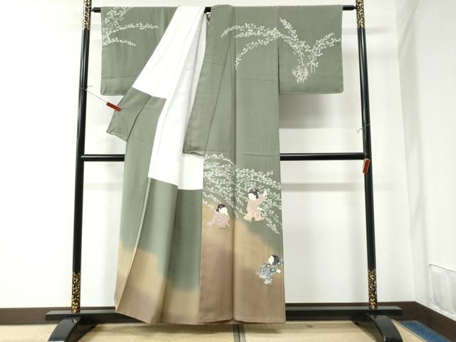 平和屋着物●十日町友禅作家　関口遼一　訪問着　童子遊び　暈し染め　正絹　逸品　未使用　CAAW7495yc