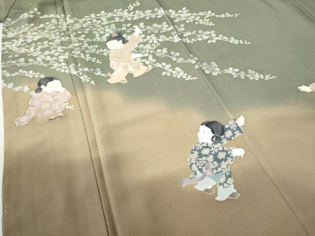 平和屋着物●十日町友禅作家　関口遼一　訪問着　童子遊び　暈し染め　正絹　逸品　未使用　CAAW7495yc