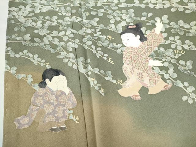 平和屋着物●十日町友禅作家　関口遼一　訪問着　童子遊び　暈し染め　正絹　逸品　未使用　CAAW7495yc