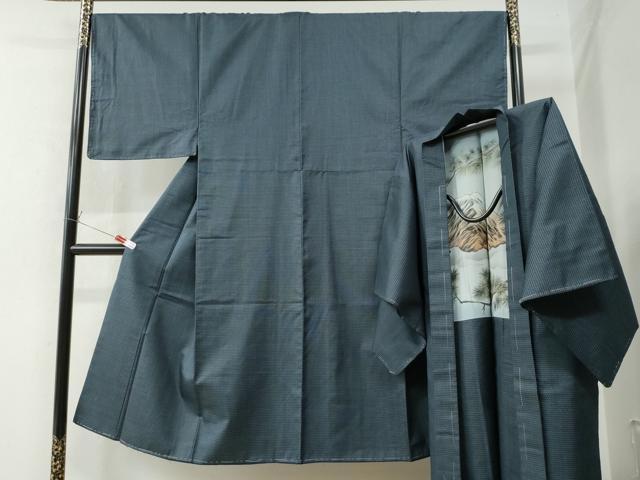 平和屋着物●男性　お召　アンサンブル　80亀甲　正絹　逸品　未使用　CAAW7497yc