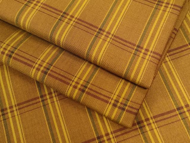 平和屋着物●本場黄八丈　綾織　紬　格子柄　正絹　逸品　CAAW7510yc
