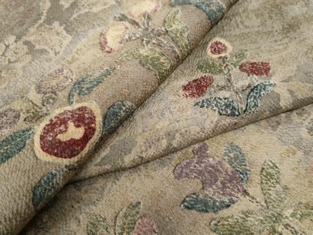 平和屋着物●上質な小紋　霞吉祥草花文　鬼しぼ縮緬　正絹　逸品　未使用　CAAW7519yc