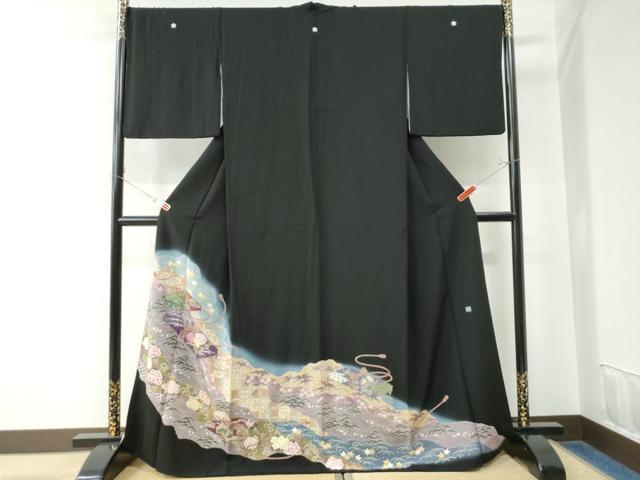 平和屋着物●本加賀友禅作家　小田美知代　黒留袖　道長文箱浜松花唐草文　暈し染め　正絹　逸品　CAAW7533yc