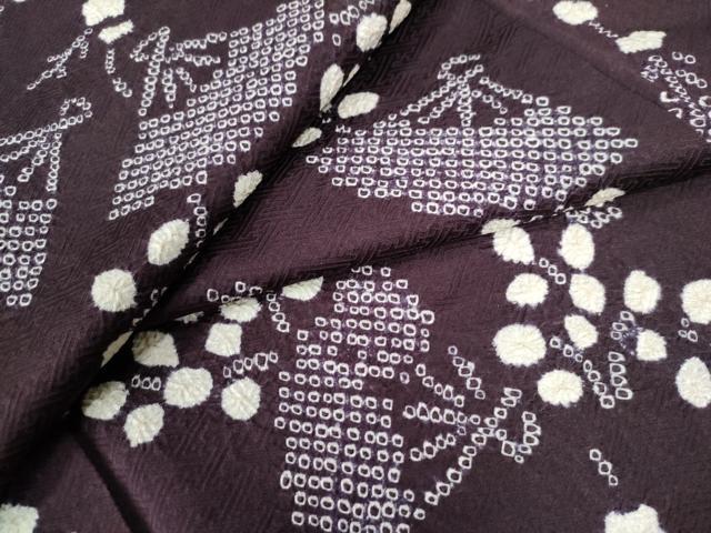 平和屋着物●上質な小紋　絞り　扇面枝花文　正絹　逸品　CAAW7535yc