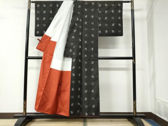 平和屋着物○本場大島紬 9マルキ 地空き 舞花文 正絹 逸品 CAAW7539yc