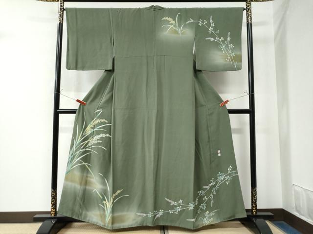 平和屋着物●京加賀友禅　松本健一　訪問着　草木文　暈し染め　正絹　逸品　CAAW7565yc