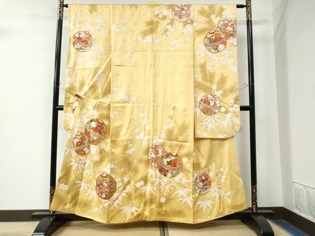 正絹振袖7点セット　金駒刺繍・吉祥文様 楽天市場】振袖 手縫いお仕立て付き 手描き 吉祥文様 束ね熨斗 金駒