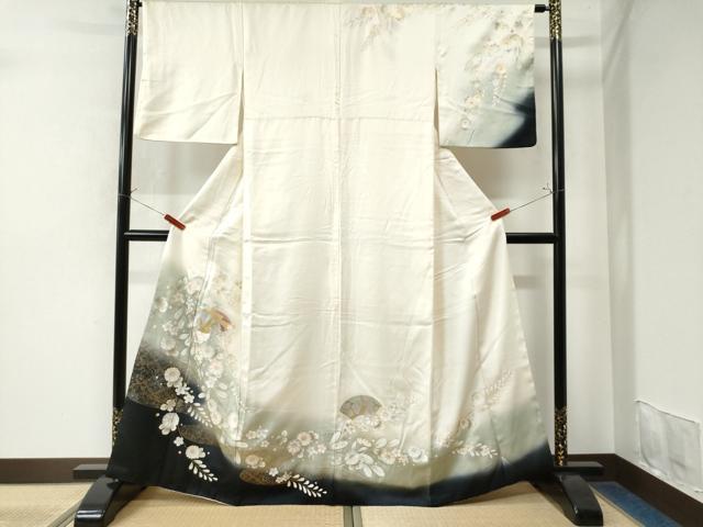 平和屋着物●訪問着　辻が花　暈し染め　金彩　正絹　逸品　CAAW7652yc