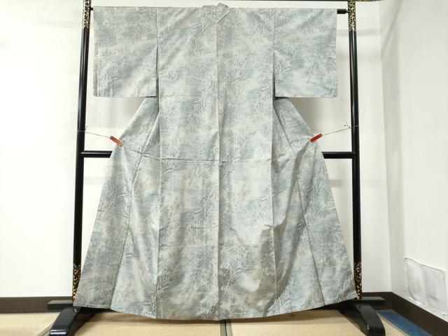 平和屋着物○都喜ヱ門 本場大島紬 白大島 7マルキ 霞草花