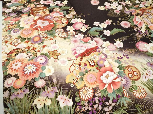 平和屋本店□極上 小紋 蛍暈し 丸文 薄香色地 逸品 DZAA4611kh5