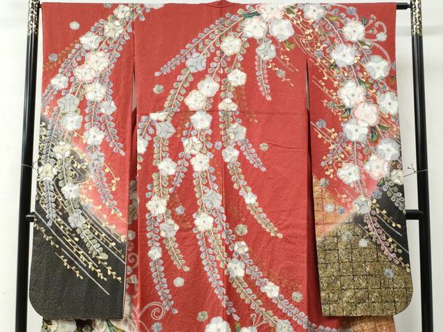 平和屋着物○豪華振袖 辻が花 手描き 暈し染め 金通し地 正絹 逸品