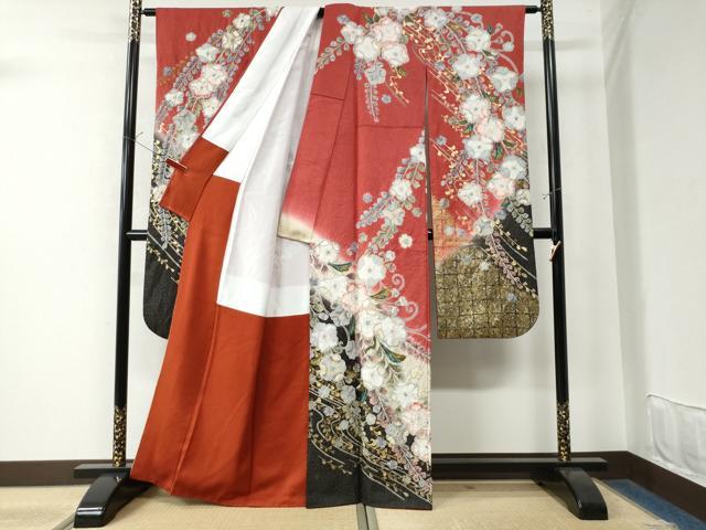 平和屋着物○豪華振袖 辻が花 手描き 暈し染め 金通し地 正絹 逸品