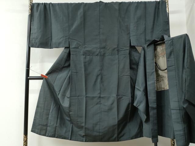 平和屋着物●男性　お召　アンサンブル　亀甲柄　キングサイズ　正絹　逸品　CAAW7742yc