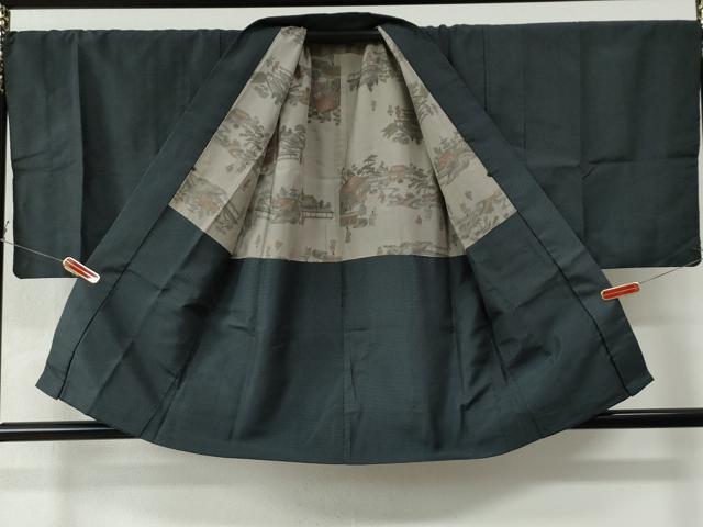 平和屋着物○男性 お召 アンサンブル 亀甲柄 キングサイズ 正絹 逸品  