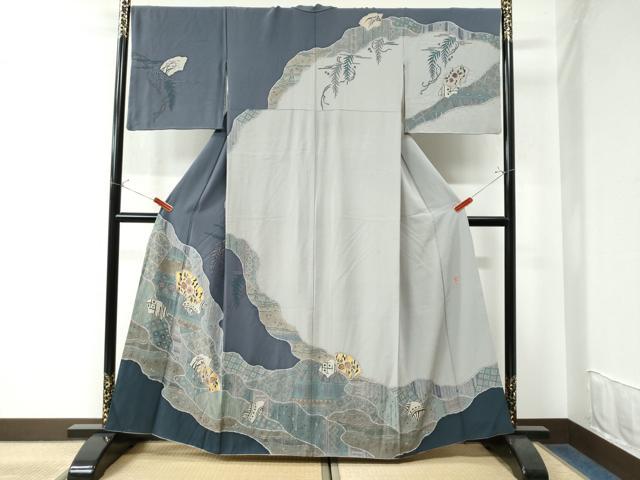 平和屋着物●越後十日町の一流染匠　桐屋・翠山工房　訪問着　道長吉祥花文　金彩　やまと誂製　正絹　逸品　CAAW7787yc