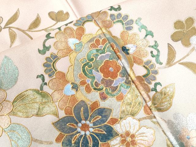 平和屋着物○訪問着 更紗花唐草文 暈し染め 金銀彩 正絹
