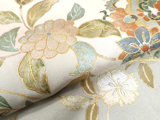 平和屋着物○訪問着 更紗花唐草文 暈し染め 金銀彩 正絹