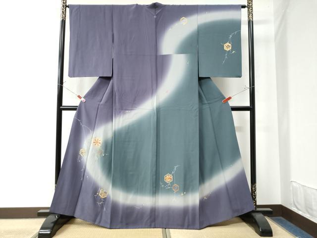 平和屋着物●訪問着　駒刺繍　亀甲花松文　暈し染め　金彩　正絹　逸品　CAAW7797yc