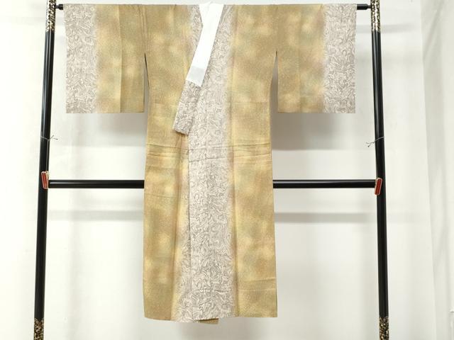 平和屋着物○上質な小紋 立波御所車花文 暈し染め 鬼しぼ縮緬 正絹