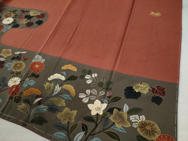 平和屋着物●ファッションブランド　CELINE　セリーヌ　訪問着　秋草文　金彩　正絹　逸品　未使用　CAAW7810yc 平和屋着物○ファッションブランド CELINE セリーヌ 訪問着 秋草文