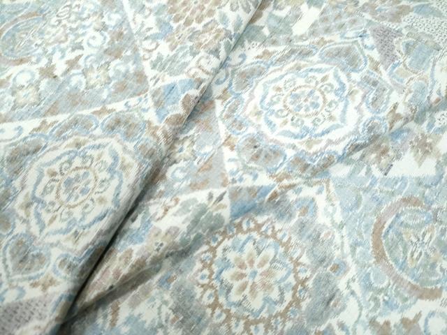 平和屋着物●小千谷紬　80亀甲　菱吉祥花唐草文　正絹　逸品　CAAW7820yc