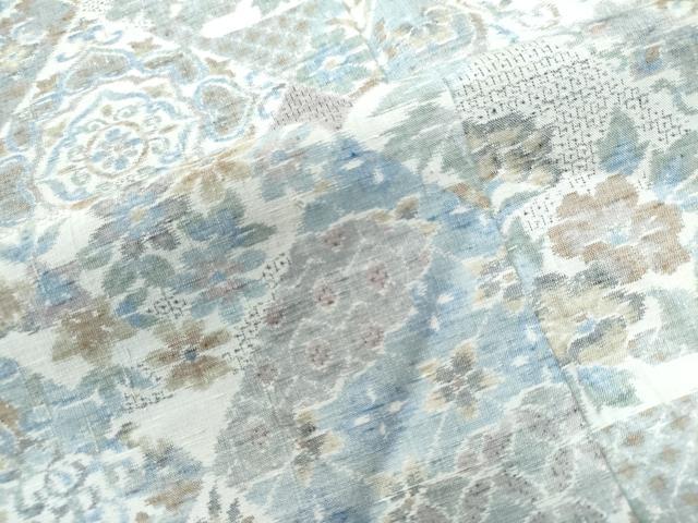 平和屋着物●小千谷紬　80亀甲　菱吉祥花唐草文　正絹　逸品　CAAW7820yc 平和屋着物○小千谷紬 80亀甲 菱吉祥花唐草文 正絹 逸品 CAAW7820yc