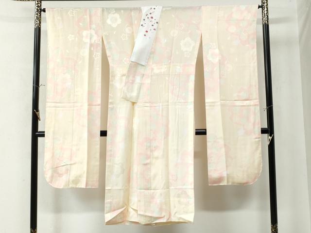 平和屋着物●振袖用長襦袢　無双仕立て　舞桜地紋　半衿刺繍　正絹　逸品　CAAW7835yc