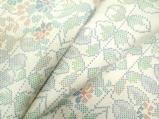 平和屋着物●本場大島紬　白大島　7マルキ　草花文　正絹　逸品　未使用　CAAW7880yc