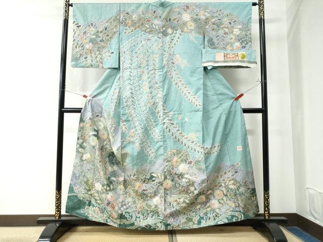 平和屋着物●訪問着　本場縞大島紬　作家物　辻が花　手描き　絞り　中昌紬織物謹製　証紙付き　正絹　逸品　CAAW7920yc