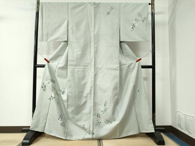 平和屋着物●訪問着　白山紬　友禅　作家物　南天文　銀座おゝぎ屋扱い　正絹　逸品　CAAW7983yc