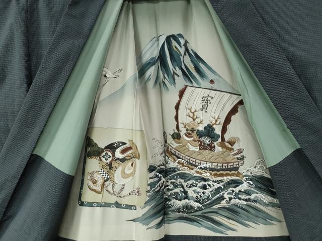 平和屋着物○男性 本場大島紬 アンサンブル 亀甲萬葉 井田哲則作