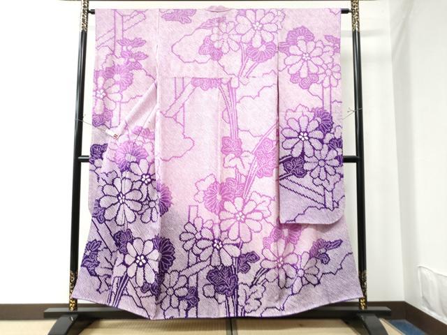 平和屋着物●豪華振袖　総絞り　雲取り舞花文　暈し染め　正絹　逸品　CAAW8020yc