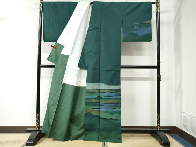 平和屋着物○訪問着 紬地 作家物 霞文 正絹 逸品 未使用