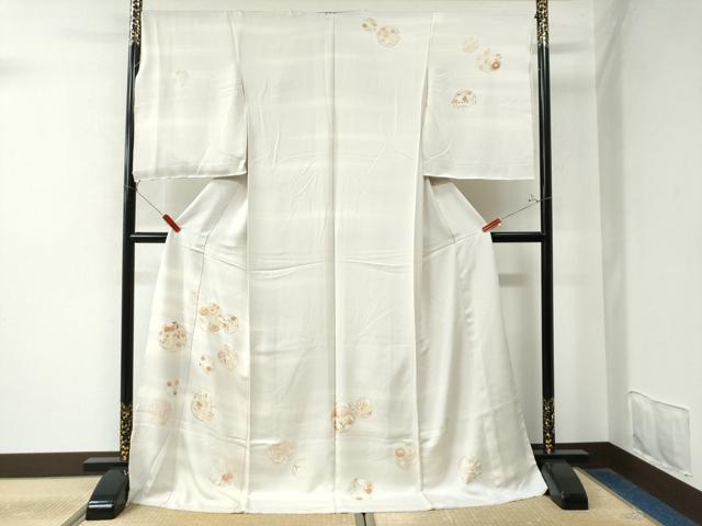平和屋着物●訪問着　駒刺繍　霞草花文　金彩　仮絵羽　正絹　逸品　未使用　CAAW8028yc