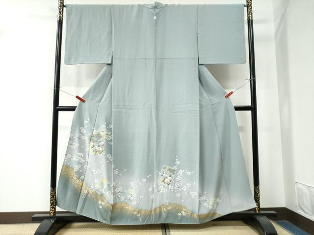 平和屋着物●豪華色留袖　駒刺繍　破れ色紙群鶴松梅花文　暈し染め　金彩　正絹　逸品　CAAW8064yc