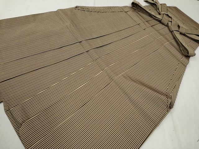 平和屋着物●男性　馬乗り袴　縞　正絹　逸品　CAAW8106yc