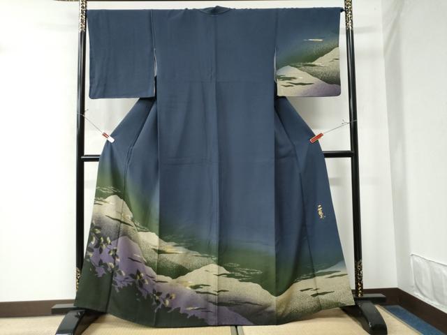 平和屋着物●訪問着　作家物　一世風美　遠山枝葉文　暈し染め　金銀彩　正絹　逸品　CAAW8158yc