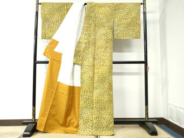 平和屋着物●上質な紬　絞り　舞花文　正絹　逸品　CAAW8177yc 平和屋着物○上質な紬 絞り 舞花文 正絹 逸品 CAAW8177yc