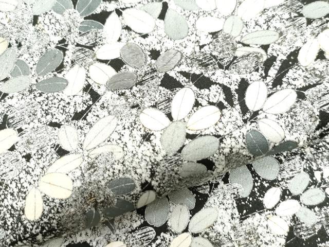 平和屋着物●訪問着　萩文　たたき染め　黒地　銀彩　正絹　逸品　CAAW8194yc 平和屋着物○訪問着 萩文 たたき染め 黒地 銀彩 正絹 逸品 CAAW8194yc