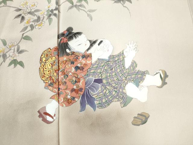 平和屋着物●訪問着　作家物　手描き　童子遊び　正絹　逸品　CAAW8197yc 平和屋着物○訪問着 作家物 手描き 童子遊び 正絹 逸品 CAAW8197yc