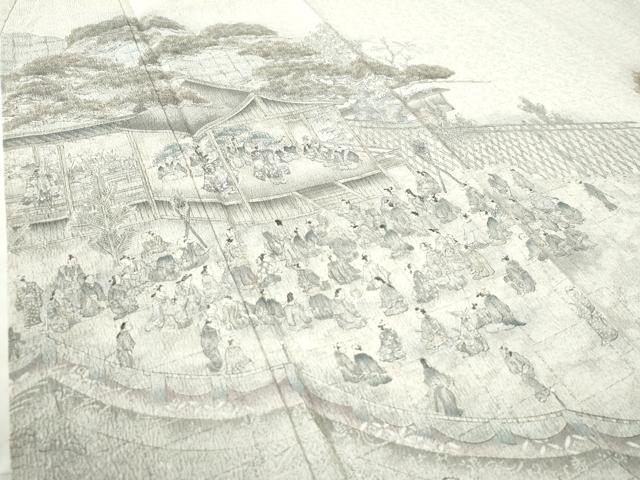 平和屋着物○訪問着 手描き 京風景人物文 暈し染め 正絹 逸品