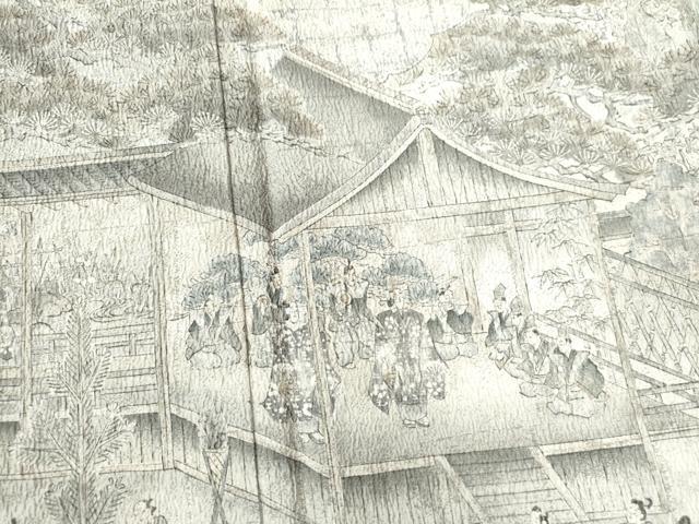 平和屋着物○訪問着 手描き 京風景人物文 暈し染め 正絹 逸品